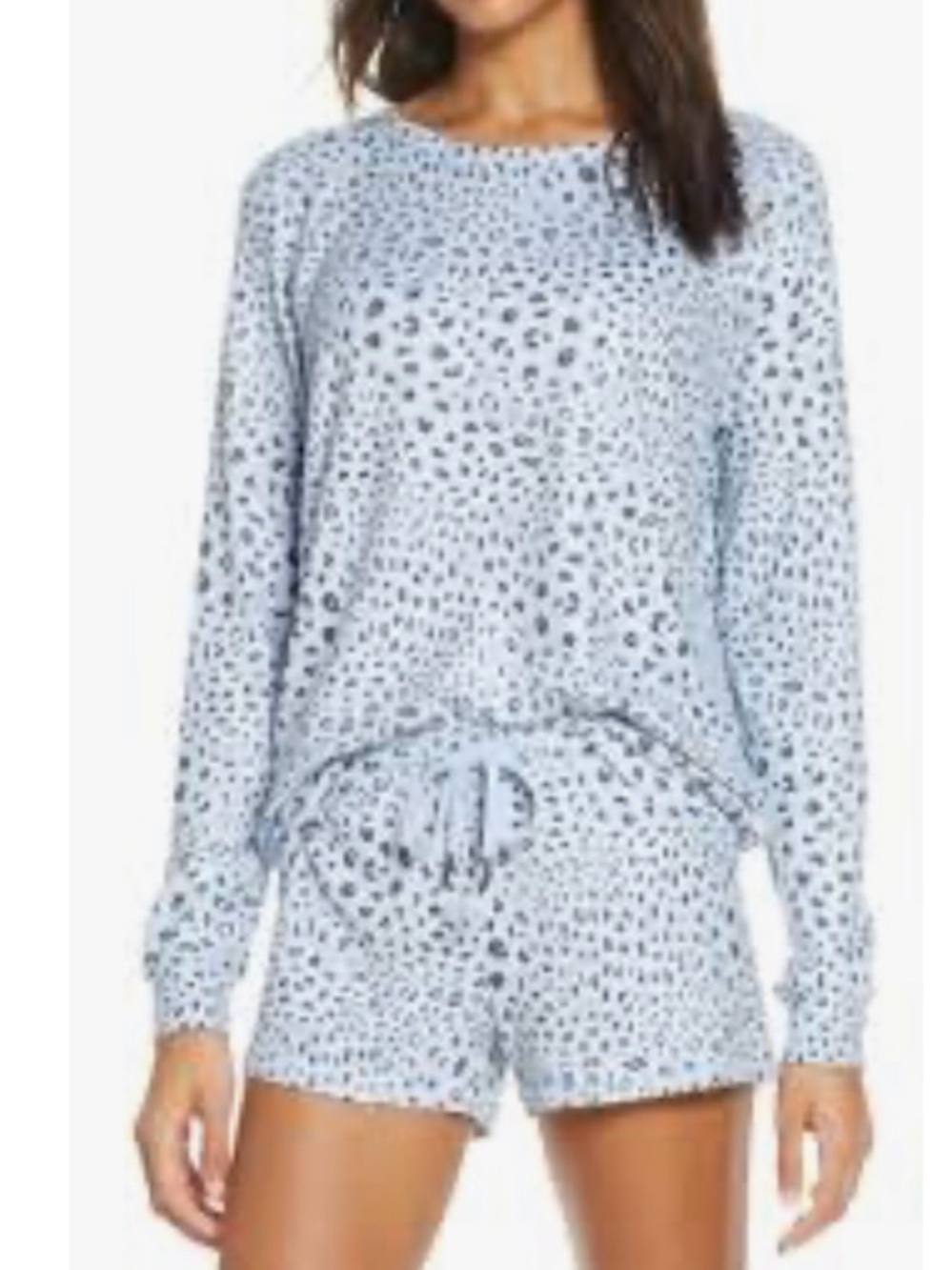 P.J. Salvage Light Blue Leopard Print Pullover Sweatshirt